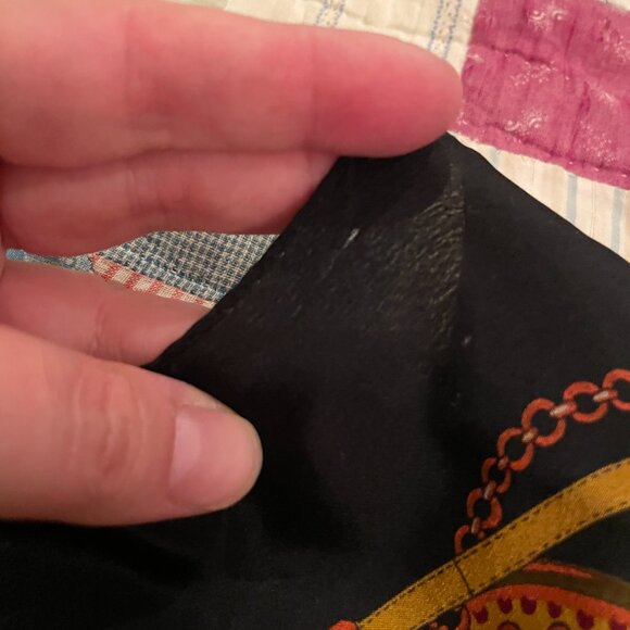 Vintage 80s Ann Taylor Silk Scarf Hand Rolled Equestrian Theme Horns Preppy - Picture 10 of 13